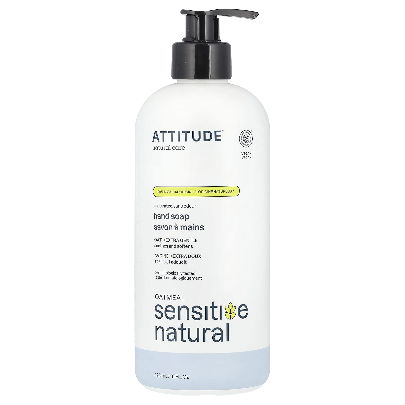 ATTITUDE, Oatmeal Sensitive, натуральное мыло для рук, без запаха, 473 мл (16 жидк. унц.)