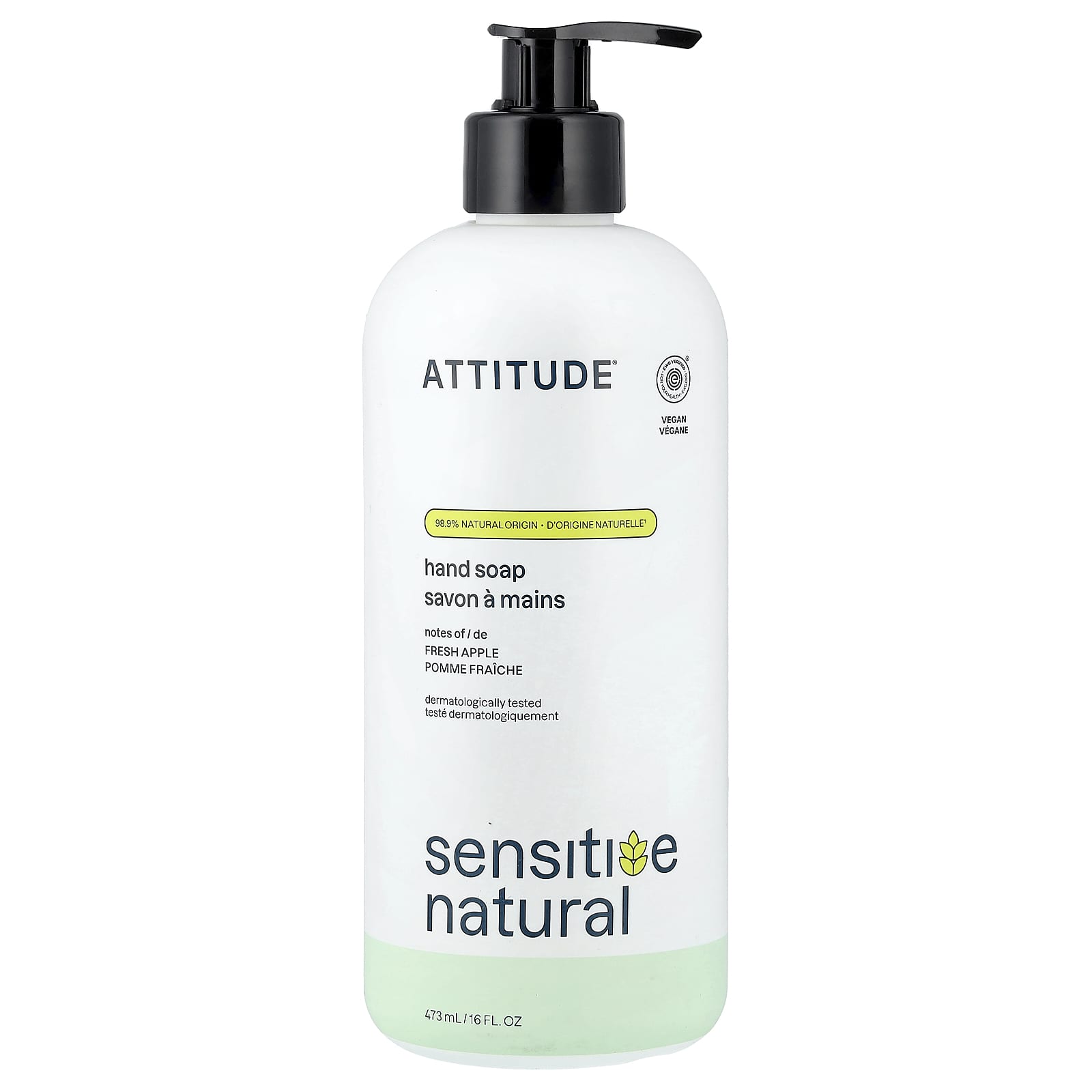 ATTITUDE, Sensitive Natural, мыло для рук, свежее яблоко, 473 мл (16 жидк. унций)