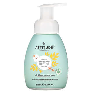 ATTITUDE, Baby, Hair and Body Foaming Wash, Unscented, 8.4 fl oz (250 ml)