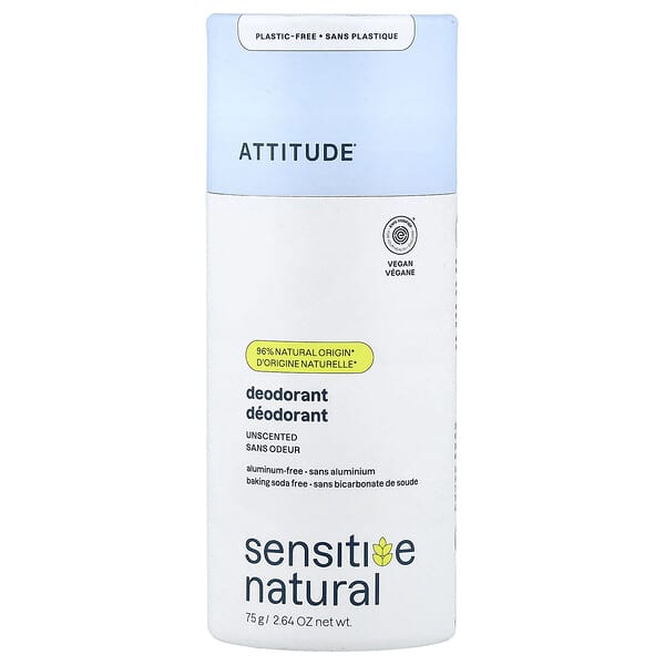 ATTITUDE, 민감성 내추럴, 데오드란트, 무향, 75g(2.64oz)