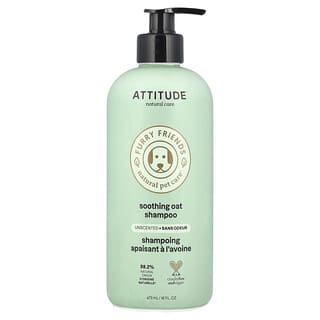 ATTITUDE, Furry Friends, Soin naturel pour animaux de compagnie, Shampooing apaisant à l'avoine, Non parfumé, 473 ml