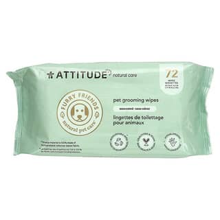 ATTITUDE (أتيتيود)‏, مناديل مبللة للعناية بالحيوانات الأليفة ، بدون رائحة ، 72 منديل مبلل