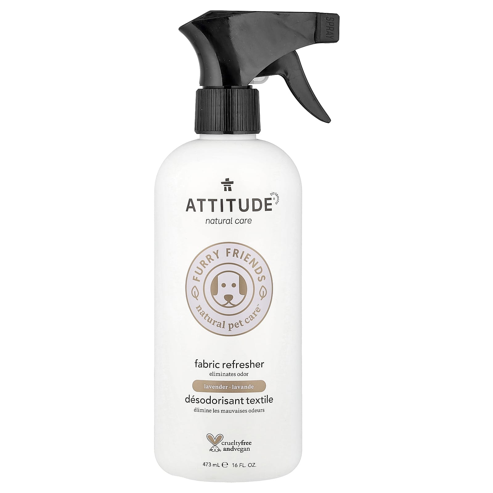 ATTITUDE, Furry Friends, Natural Pet Care, освежитель тканей, лаванда, 473 мл (16 жидк. унц.)