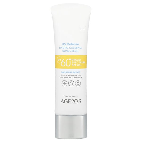 AGE20'S, 紫外線防護，補水舒緩抗曬霜，SPF 60+，1.69 液量盎司（50 毫升）