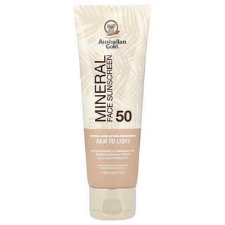Australian Gold, Mineral Tinted Face Lotion Sunscreen, SPF 50, Fair to Light, 2.5 fl oz (74 ml)