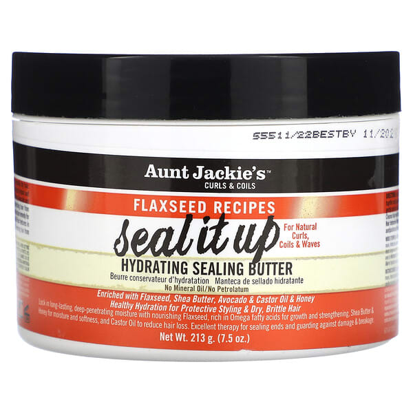 Aunt Jackie's Curls & Coils‏, Seal It Up, חמאה לנעילת הלחות, 213 גרם (7.5 אונקיות)