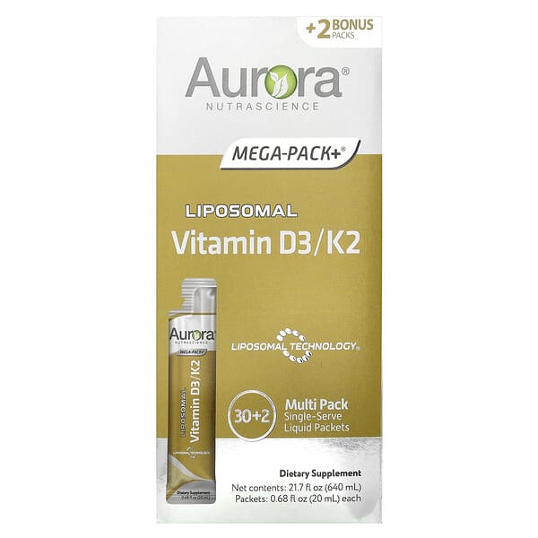 Liposomal Vitamin D3/K2, 32 Packets, 0.68 fl oz (20 ml) Each