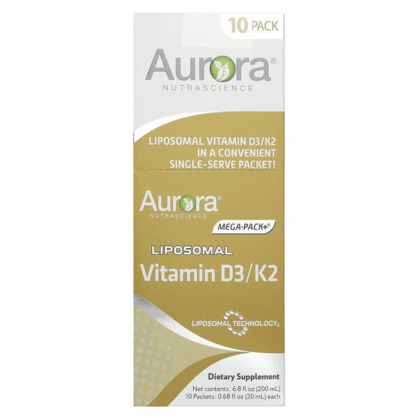 Liposomal Vitamin D3/K2, 10 Packets, 0.68 fl oz (20 ml) Each