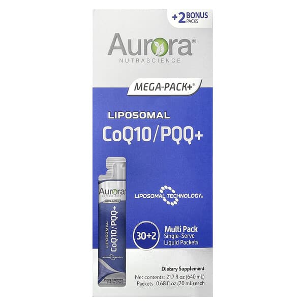 Aurora Nutrascience, 脂質體輔酶 Q10/PQQ+，32 包，每包 0.68 液量盎司（20 毫升）