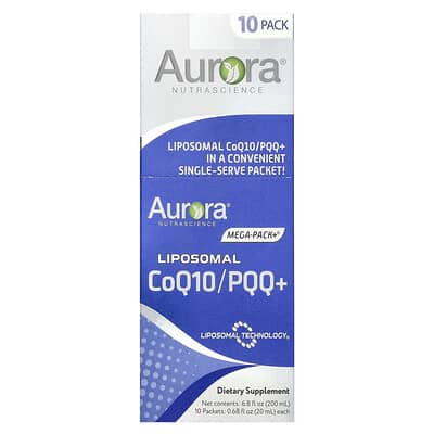 Aurora Nutrascience, Liposomal CoQ10/PQQ+, 10 Packets, 0.68 fl oz (20 ml) Each