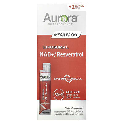 Aurora Nutrascience, Liposomal NAD+/Resveratrol, 30 Packets, 0.68 fl oz (20 ml) Each