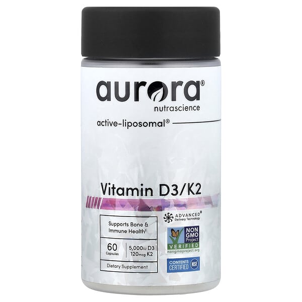 Aurora Nutrascience, Vitamin D3/K2, 60 Kapseln