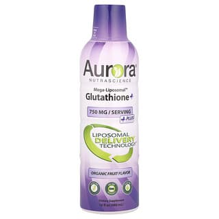 Aurora Nutrascience, Mega-Liposomal™ Glutathione+, Más vitamina C, Frutas orgánicas, 750 mg, 480 ml (16 oz. líq.)