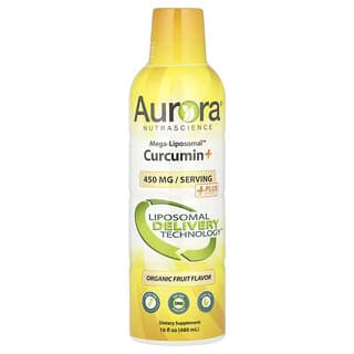 Aurora Nutrascience, Mega-Liposomal 姜黄素+，有机水果味，600 毫克，16 液量盎司（480 毫升）
