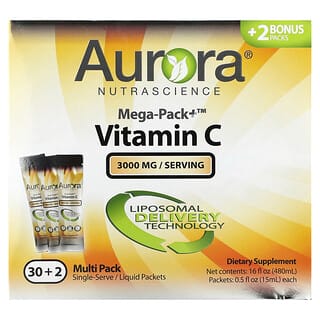 Aurora Nutrascience, Mega-Pack+, Vitamine C, 3000 mg, 32 sachets, 15 ml chacun