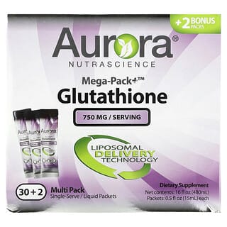 Aurora Nutrascience, Mega-Pack+, глутатіон, 750 мг, 32 пакетики по 15 мл (0,5 рідк. унції)