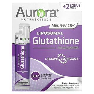 Aurora Nutrascience, Glutathion liposomal, Mega-Pack+, 750 mg, 32 sachets, 20 ml pièce