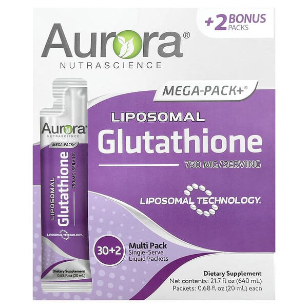 Aurora NutraScience Mega-Pack+®, Liposomal Glutathione, 32 Packets, 0.68 fl oz (20 ml) Each