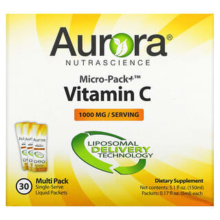 Aurora Nutrascience, Vitamina C Micro-Pack+, 1000 mg, 30 sobres, 5 ml (0,17 oz. líq.) cada uno