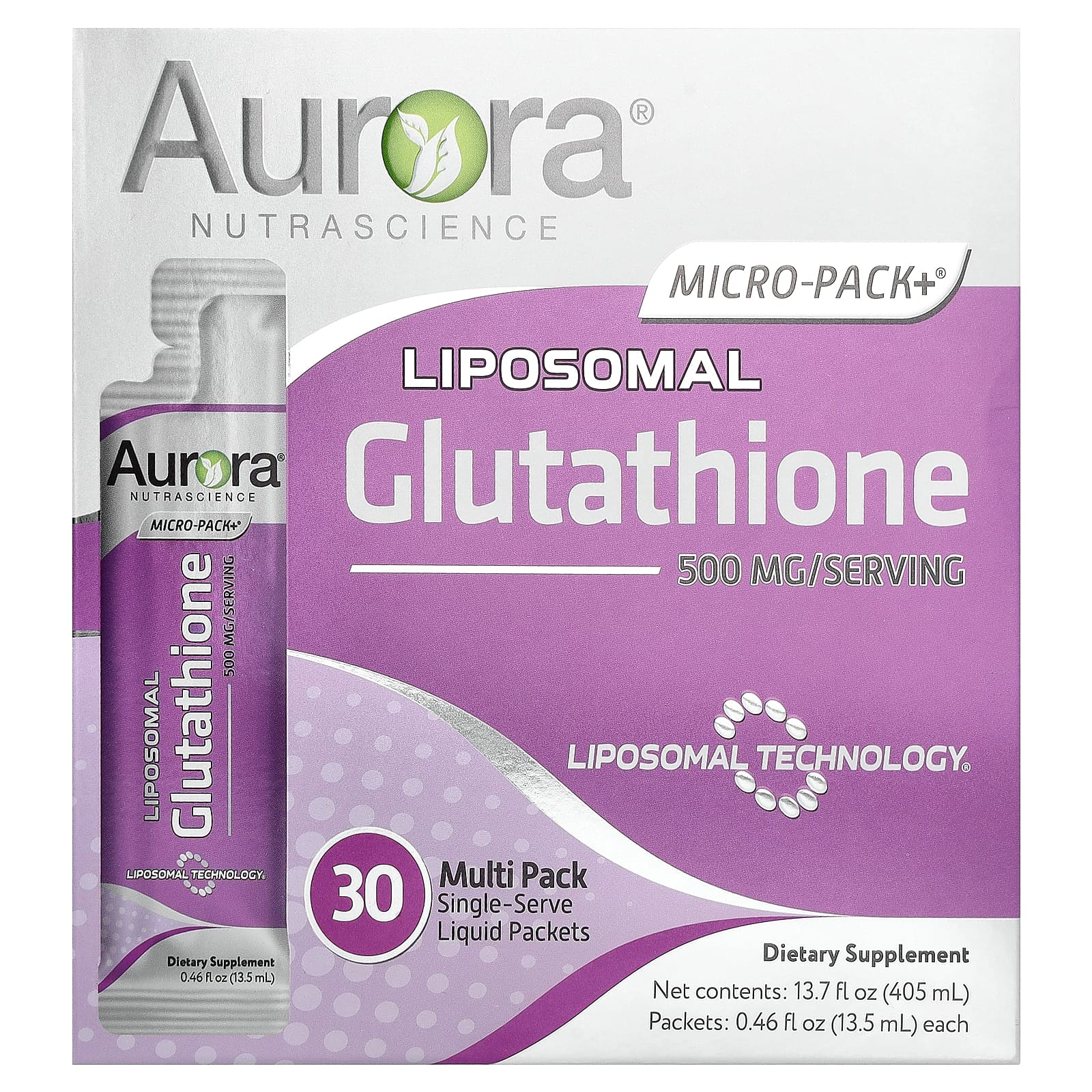 Aurora Nutrascience, Micro-Pack+ , Liposomal Glutathione