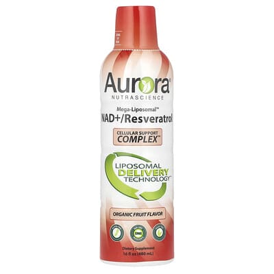 Aurora Nutrascience, Mega-Liposomal™ NAD +/Resveratrol, Organic Fruit Flavor, 16 fl oz (480 ml)
