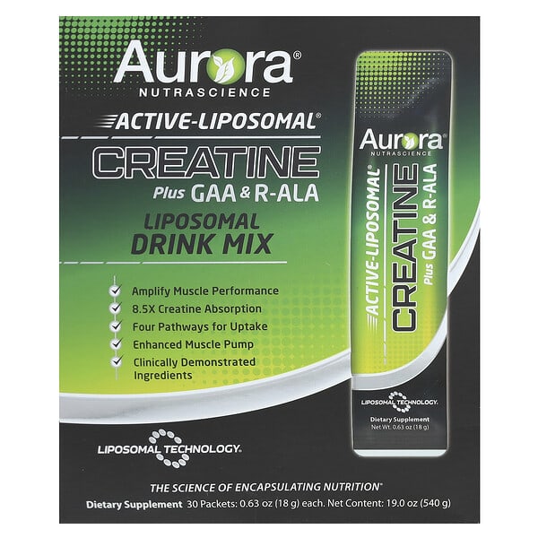 Aurora Nutrascience, Active Liposomal, Creatine Plus GAA &amp; R-ALA, 30 Packets, 0.63 oz (18 g) Each