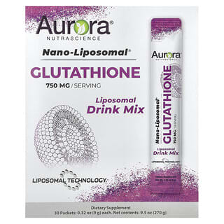 Aurora Nutrascience, Nano-Liposomal, Glutatión, Mezcla para preparar bebidas liposomales, 750 mg, 30 sobres, 9 g (0,32 oz) cada uno