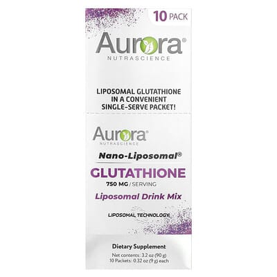 Aurora Nutrascience, Nano-Liposomal®, Glutathione, Liposomal Drink Blend, 750 mg, 10 Packets, 0.32 oz (9 g) Each