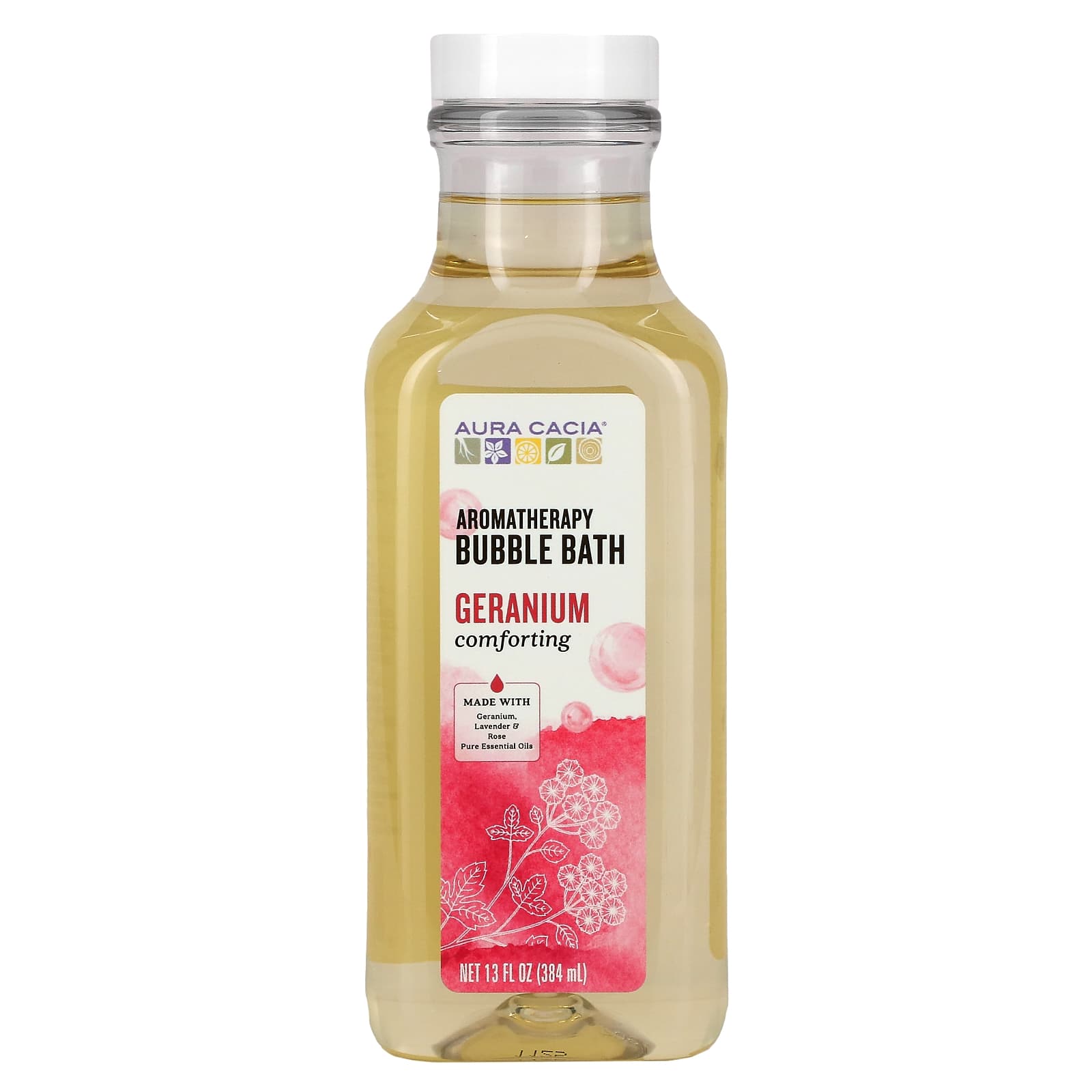 Aura Cacia, Aromatherapy Bubble Bath, Comforting Geranium, 13 fl oz