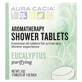 Aura Cacia, Tabletas de aromaterapia para la ducha, eucaliptus purificante, 3 tabletas, 1 oz cada una