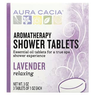 Aura Cacia, Tabletas para la ducha de aromaterapia, lavanda relajante, 3 tabletas, 1 oz cada