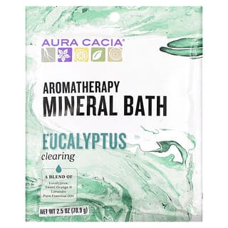 Aura Cacia, Aromatherapy Mineral Bath（アロマセラピーミネラルバス）、クリアリングユーカリ、70.9g（2.5オンス）