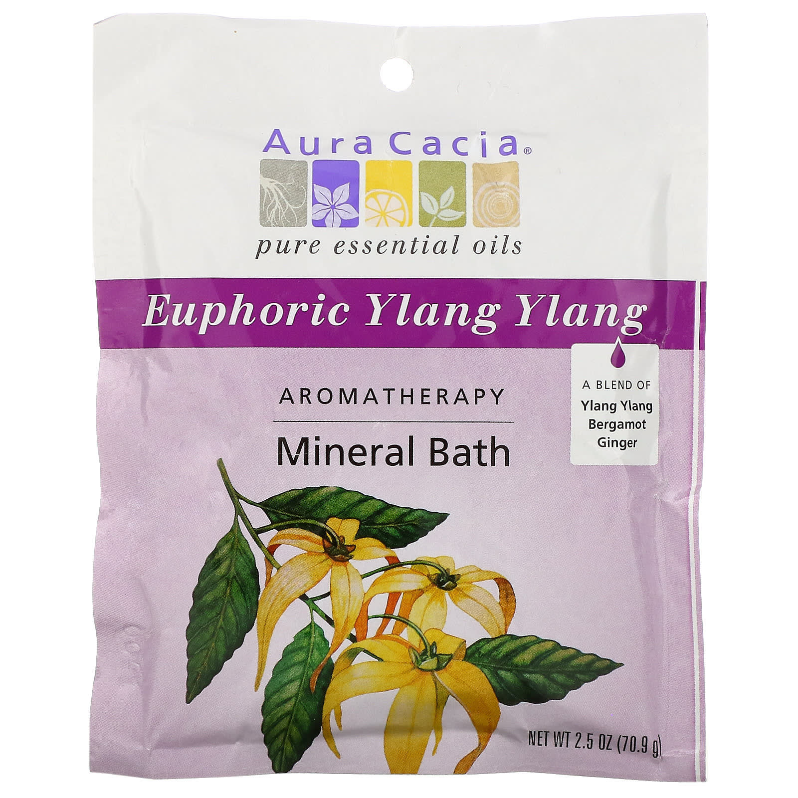 Aura Cacia, Aromatherapy Mineral Bath, Euphoric Ylang Ylang, 2.5 oz (70