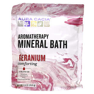 Aura Cacia, минеральная ванна с ароматерапевтическими веществами, успокаивающая герань, 70,9 г (2,5 унции)