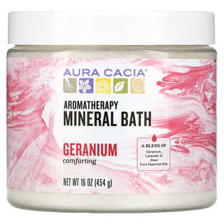 Aura Cacia, Banho Mineral de Aromaterapia, Gerânio Reconfortante, 16 oz (454 g)