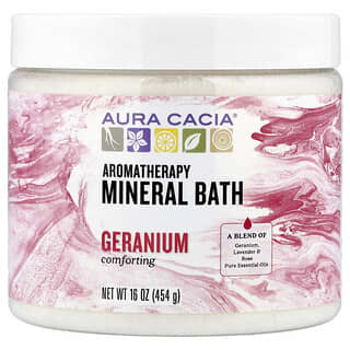 Aura Cacia, Ароматерапевтична минерална вана, успокояващ здравец, 16 унции (454 г)
