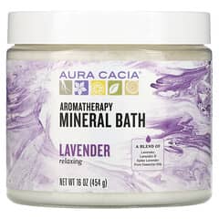 Aura Cacia, 아로마테라피 미네랄 목욕, 느긋한 라벤더, 16 온스 (454g)