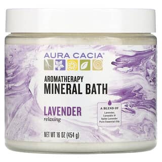 Aura Cacia, Ароматерапевтическое минеральное средство для ванны, расслабляющая лаванда, 16 унций (454 г)