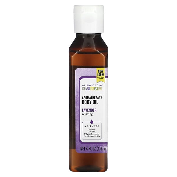 Aura Cacia, Aceite para el Cuerpo de Aromaterapia, Lavanda Relajante, 4 fl oz (118 ml)