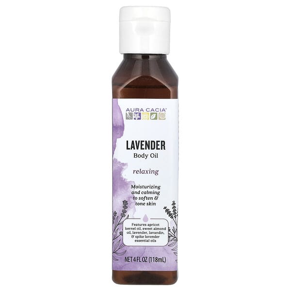 Aura Cacia, 바디 오일, 라벤더, 118ml(4fl oz)