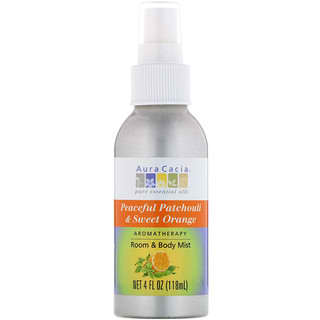 Aura Cacia, Bruma de aromaterapia para el ambiente y el cuerpo, Pachuli pacífico y naranja dulce, 118 ml (4 oz. Líq.)