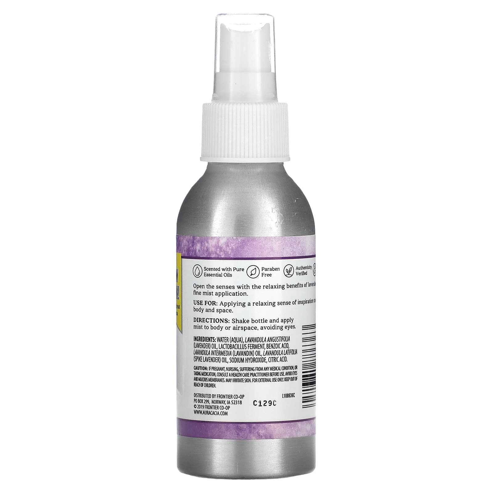 Aura Cacia, アロマルーム＆ボディミスト、 リラックシングラベンダー、 4液量オンス (118 ml)