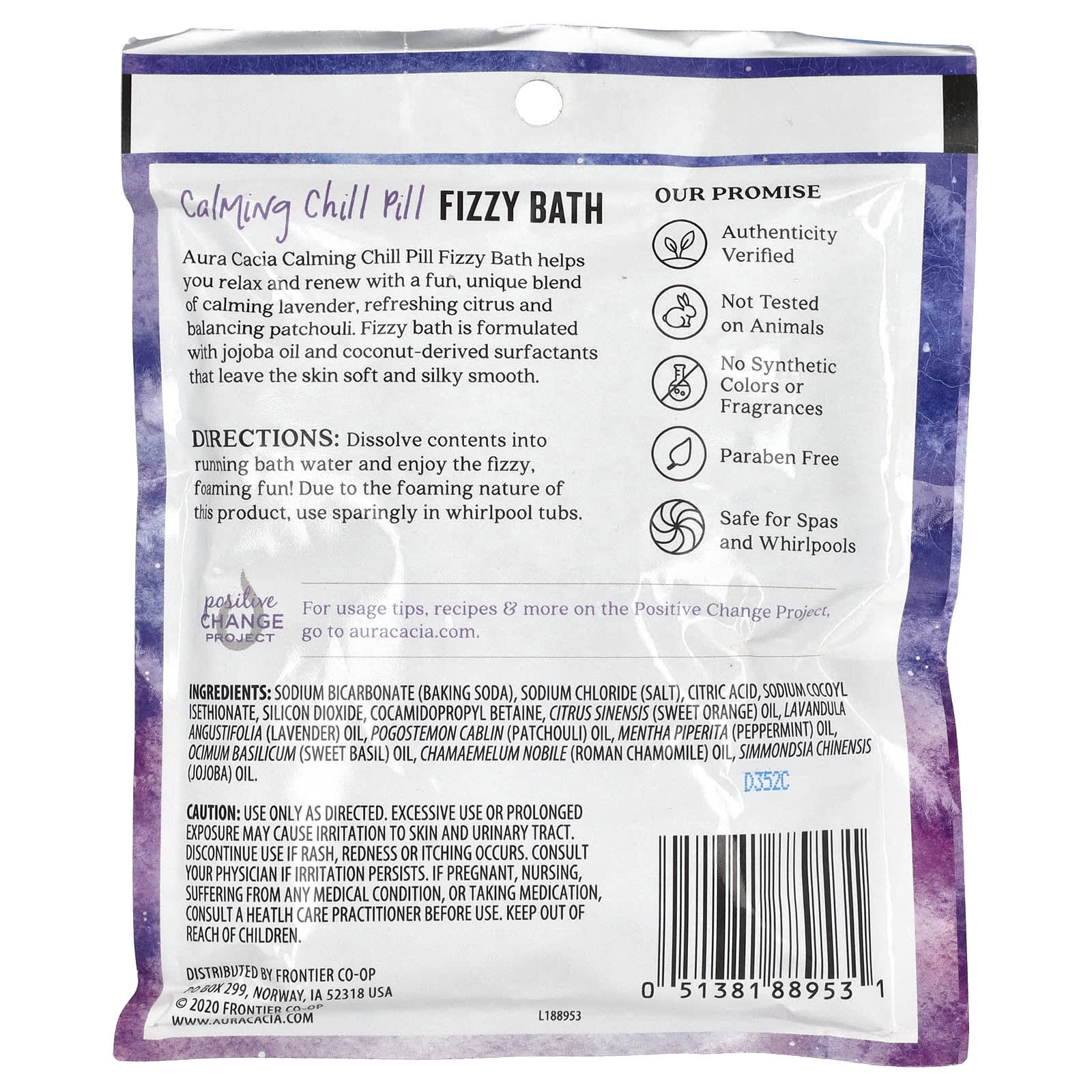 Aura Cacia, Fizzy Bath, Calming Chill Pill, 2.5 oz (70.9 g)