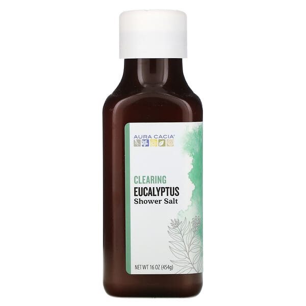 Aura Cacia‏, Shower Salt, Clearing Eucalyptus, 16 oz (454 g)