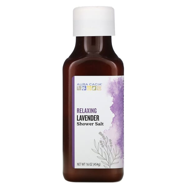 Aura Cacia‏, מלח רחצה, לבנדר מרגיע, 454 גרם (16 אונקיות)