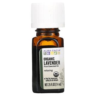 Aura Cacia, Pure Essential Oil, Organic Lavender, 0.25 fl oz (7.4 ml)