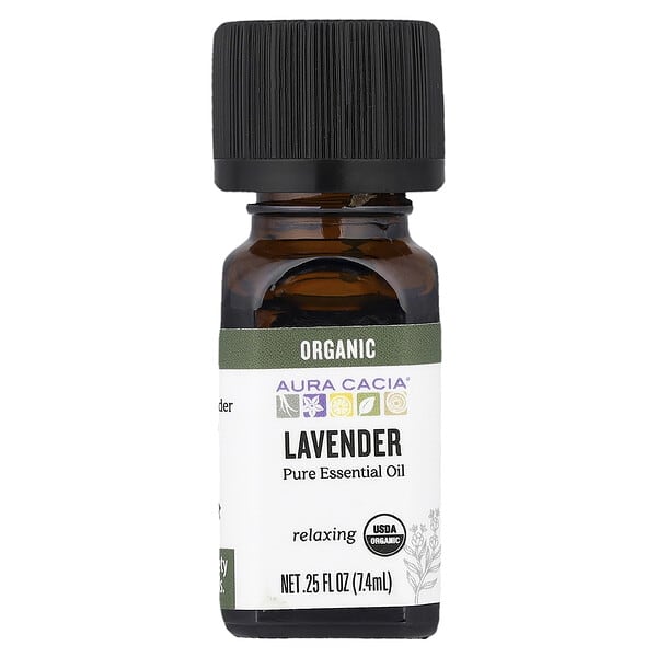 Aura Cacia, Pure Essential Oil, Organic Lavender, 0.25 fl oz (7.4 ml)