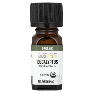 Aura Cacia, Pure Essential Oil, Organic Eucalyptus, 0.25 fl oz (7.4 ml)