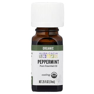 Aura Cacia, Organic Pure Essential Oil, Peppermint, 0.25 fl oz (7.4 ml)
