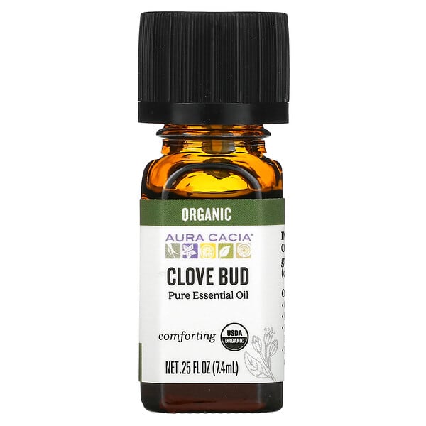 Aura Cacia, Pure Essential Oil, Organic Clove Bud, 0.25 fl oz (7.4 ml)
